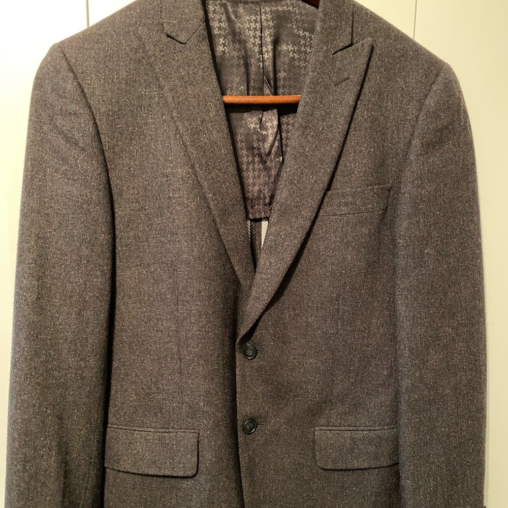 John Varvatos Charcoal Gray Wool Half Lined Mens Blazer Size 38R